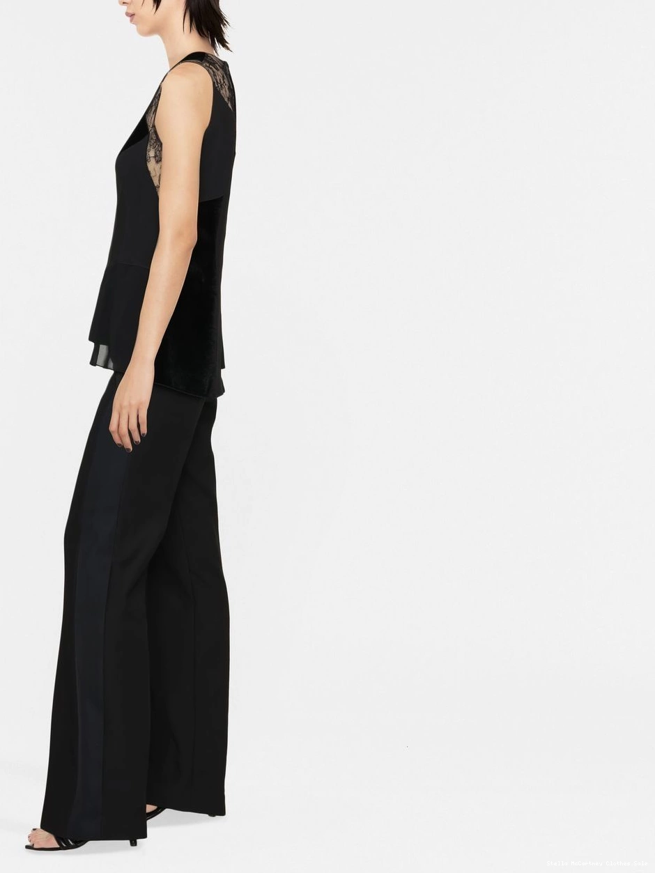 Affordable Stella lace-detail velvet Women top patchwork McCartney 0811